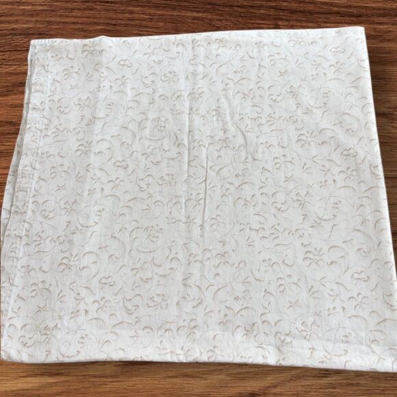 VTG Ralph Lauren Cream Beige Rose Tonal Vine Queen Flat Sheet Sateen Made Italy - Picture 1 of 6